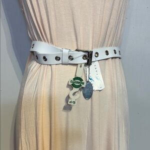 3A Vintage 1990's White Silver Leather Belt with Studs NWT